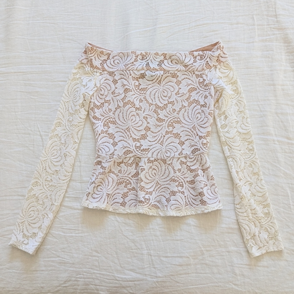 BcbgMaxAzria Off-The-Shoulder Lace Top